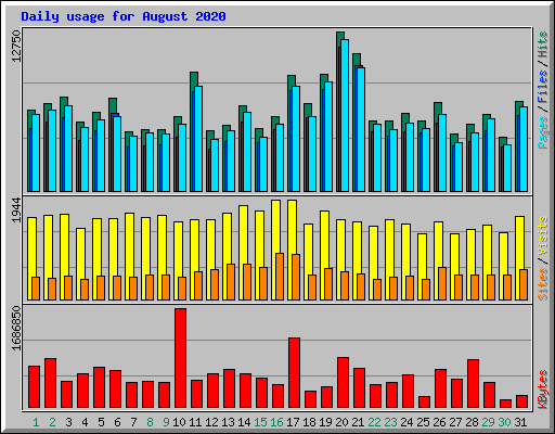 Daily usage for August 2020